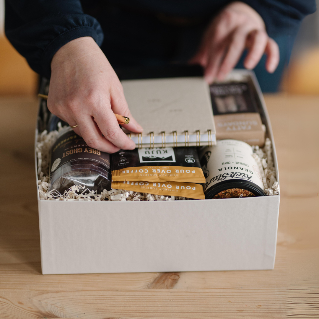 Custom corporate gift box designed by Linden Square for client appreciation.